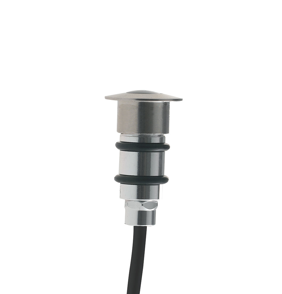 Oprawa wpuszczana IP67 w aluminium z wykończeniem niklowanym, zintegrowane diody LED 3000-4000°K, stałe napięcie 12-24V, 1W, 85LM